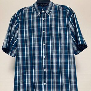Northcrest Size: L Blue, Green, White Plaid Sport Shirt